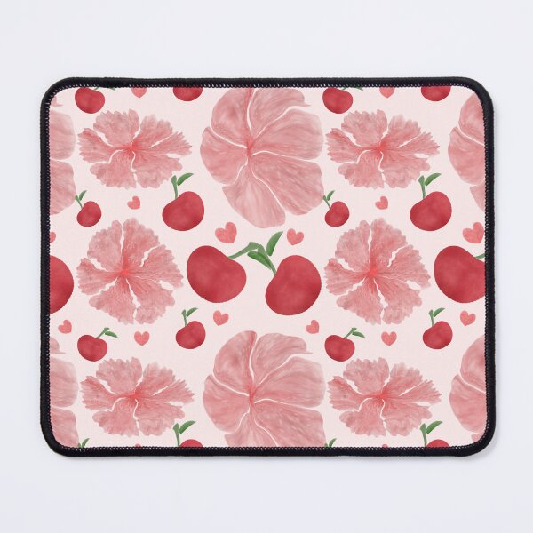Item preview,  Watercolor Cherry Floral Pattern, Cute Cherries and Flowers Seamless Design, Romantic Heart Aesthetic,  designed and sold by HopeAndHustle.