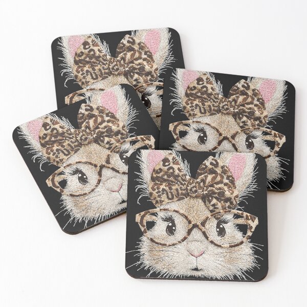 Item preview, Cute Bunny with Leopard Print Glasses & Bow designed and sold by sunvoi66.
