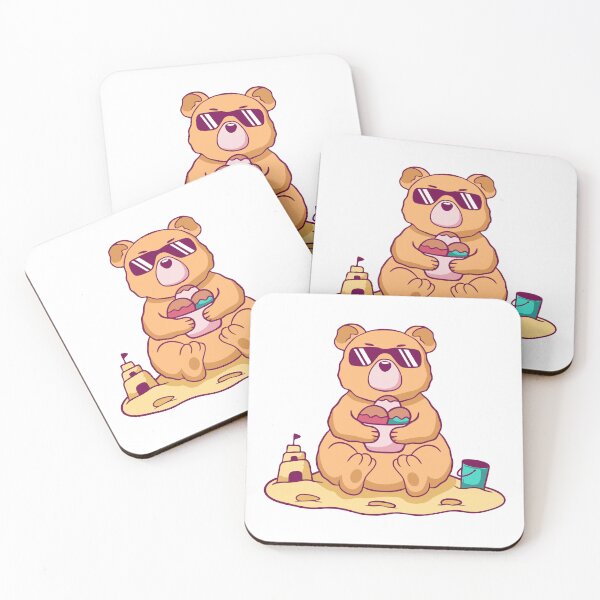 Item preview, Cool Bear Eating Ice Cream on Beach designed and sold by wyaoter.