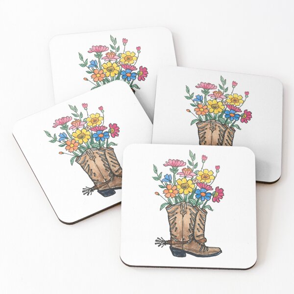 Item preview, Cowboy boots and flowers designed and sold by uunaa.