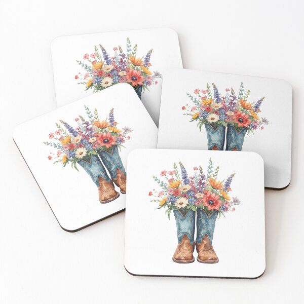 Item preview, Cowboy boots and flowers designed and sold by uunaa.