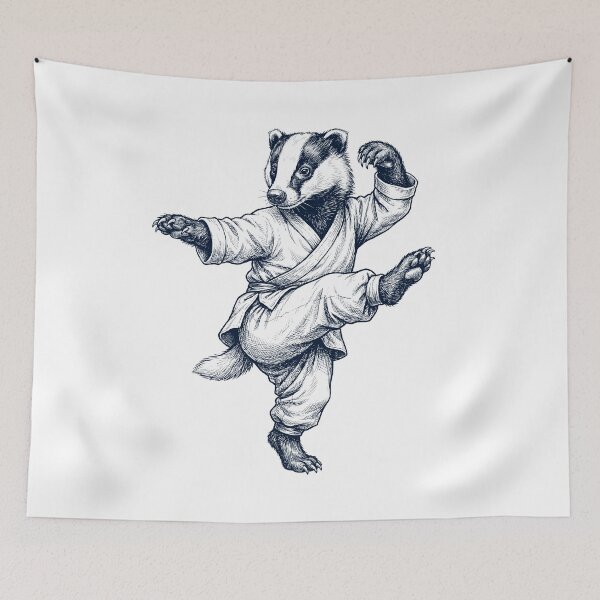 Item preview, Vintage Badger Doing Kung Fu Martial Art Animal Lover designed and sold by TerryConnells.
