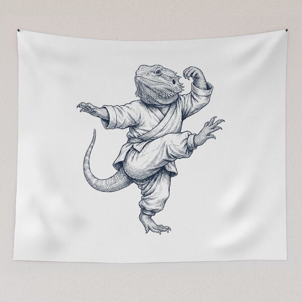 Item preview, Vintage Bearded Dragon Doing Kung Fu Martial Art Animal Lover designed and sold by TerryConnells.