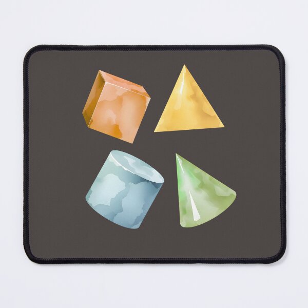Item preview, Watercolor 3D Geometric Shapes Art – Floating Cube Pyramid Cylinder Cone Rainbow Illustration designed and sold by Ofizkids.