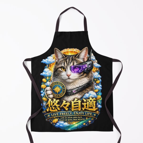 Item preview, Cyber Cat 悠々自適 – Live Freely Enjoy Life Japanese Quote Design designed and sold by Dragon-Samurai.