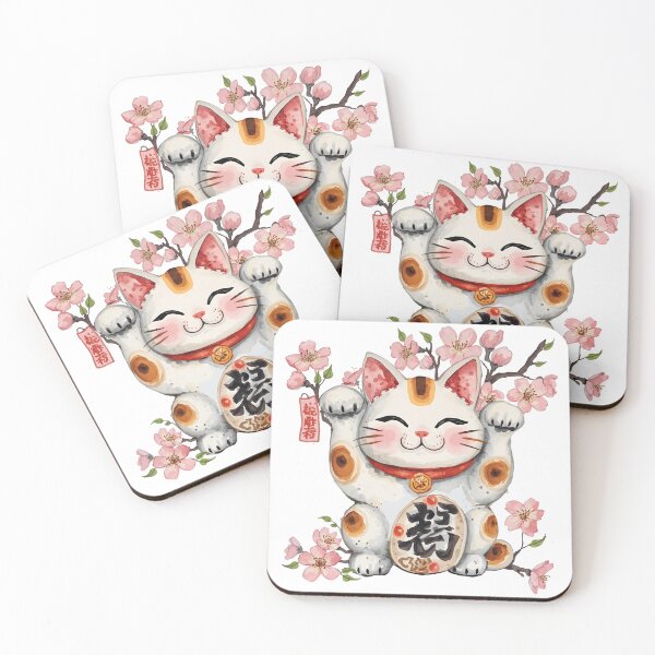 Item preview,  Cat Maneki-neko with sakura  designed and sold by uunaa.