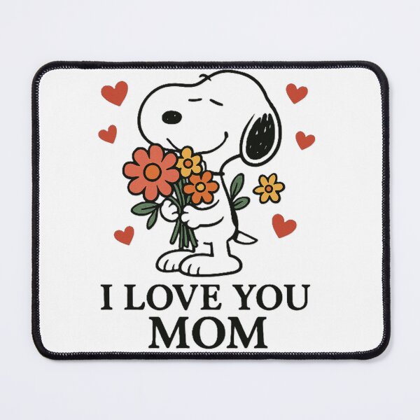 Item preview, I love you Mom, cute snoopy with flowers and hearts designed and sold by nicnacc.