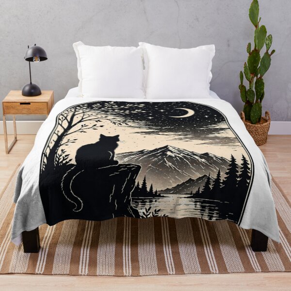 Item preview, Midnight Familiar: Crescent Moon Cat designed and sold by InkWanderStudio.