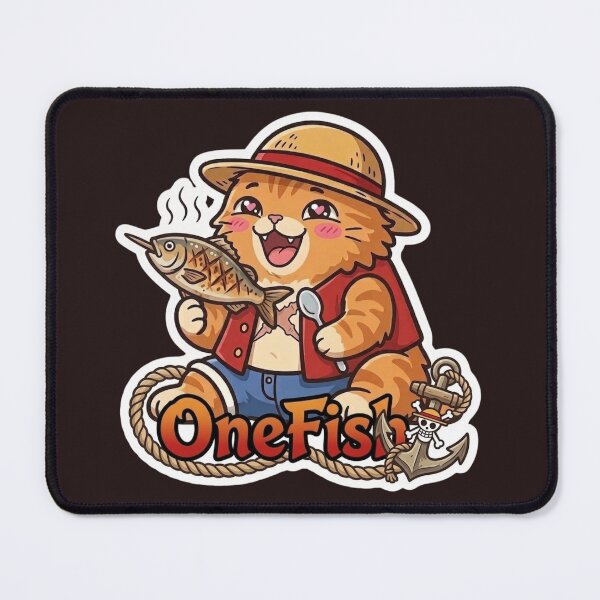 Item preview, Cute Pirate Cat Fishing Kawaii Anime Style Fisherman Kitty designed and sold by RealCuties.