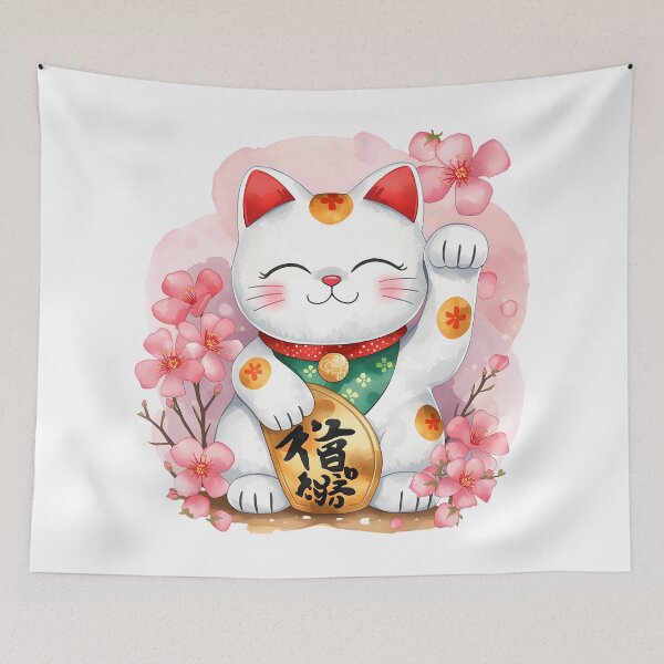 Item preview, Cat Maneki-neko with sakura  designed and sold by uunaa.