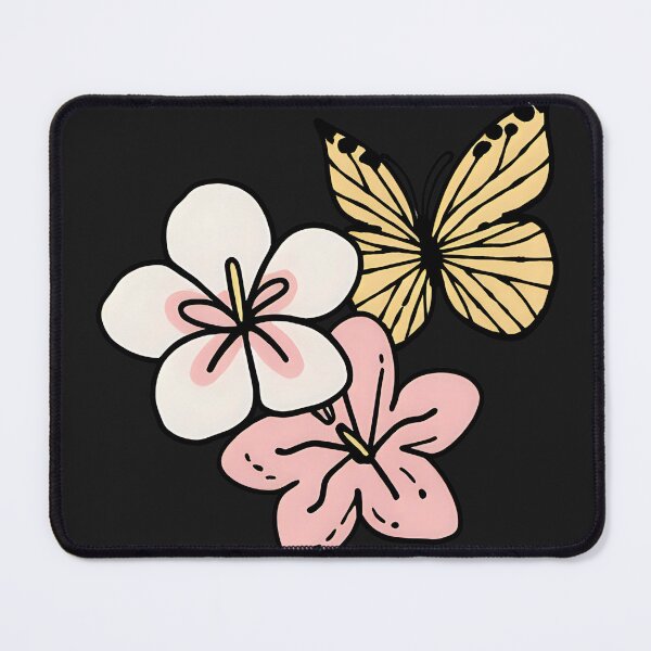 Artikelvorschau, Rosa Jasminblüten und gelber Schmetterling entworfen und verkauft von LoopyPop.