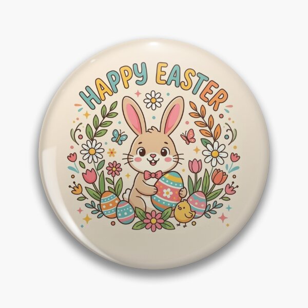 Item preview, Happy Easter Cute Bunny with Colorful Eggs and Spring Flowers designed and sold by Owcomm.