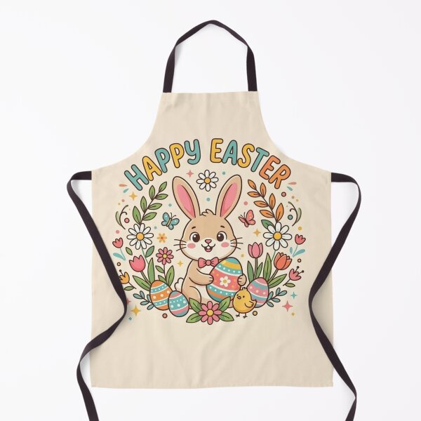 Item preview, Happy Easter Cute Bunny with Colorful Eggs and Spring Flowers designed and sold by Owcomm.