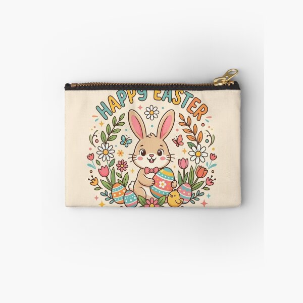 Item preview, Happy Easter Cute Bunny with Colorful Eggs and Spring Flowers designed and sold by Owcomm.