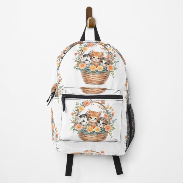 Item preview, Kittens and flowers in a basket designed and sold by uunaa.