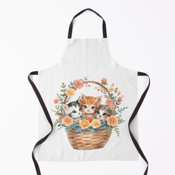 Item preview, Kittens and flowers in a basket designed and sold by uunaa.