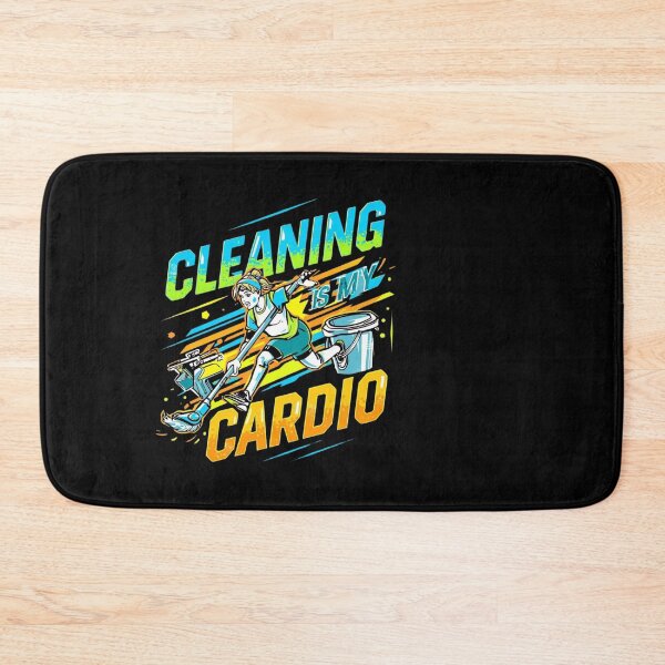 Item preview, "Cleaning Is My Cardio"  Funny Housekeeper Fitness Humor Bold Colorful Design designed and sold by YourTrendyTees.