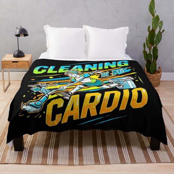 Item preview, "Cleaning Is My Cardio"  Funny Housekeeper Fitness Humor Bold Colorful Design designed and sold by YourTrendyTees.