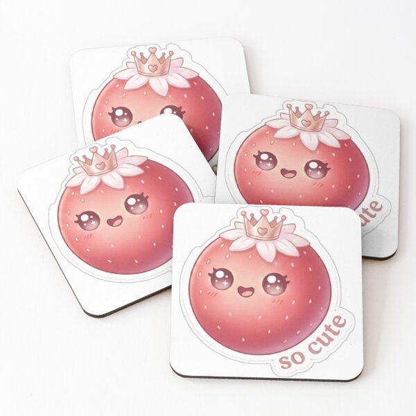Item preview, Strawberry “So Cute” Kawaii Sticker – Sweet Minimal Aesthetic designed and sold by Dakochaaan.