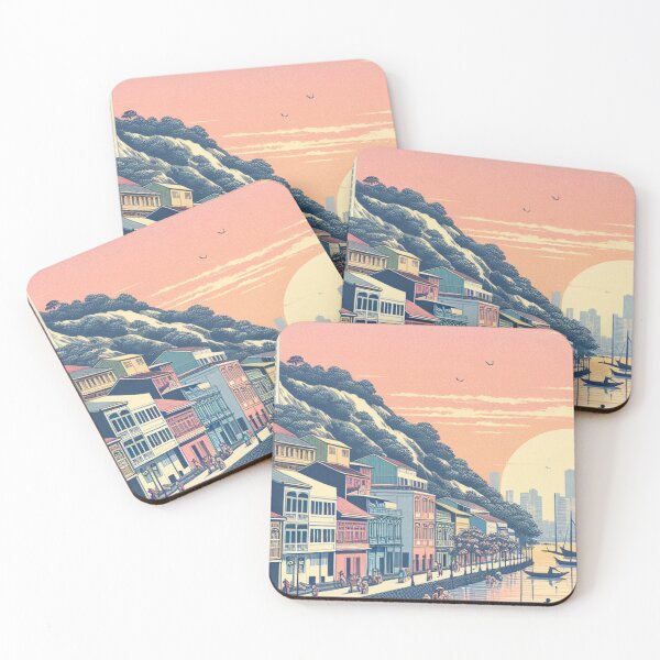 Item preview, Guayaquil Ecuador Ukiyo-e Art Print - Las Peñas & Malecón 2000 Sunset designed and sold by Vandy Fullam.