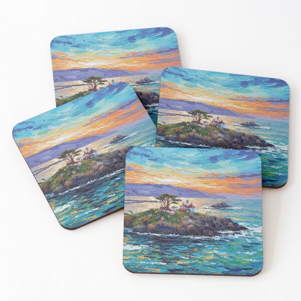 Item preview, Crescent City Lighthouse Oil Painting – Coastal Wall Art, Nautical Seascape, California Coast Illustration designed and sold by Tempraneo Photo.