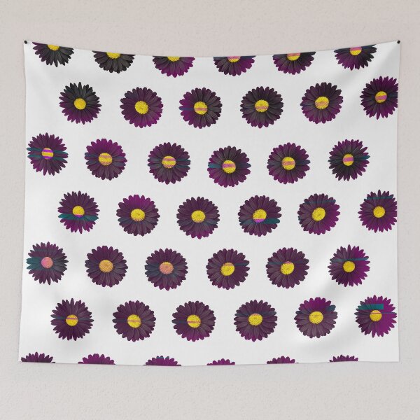 Item preview, Glitch Black Daisy Pattern – Gothic Floral Retro Print designed and sold by Glitch Ink.