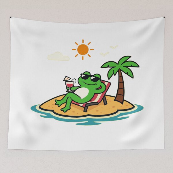 Item preview, Chill Frog Living His Best Life on a Tropical Island Paradise designed and sold by Owcomm.