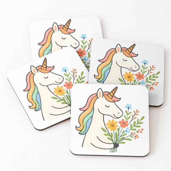 Item preview, Unicorn with bouquet of flowers designed and sold by uunaa.