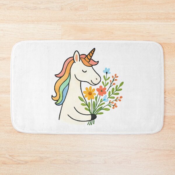 Item preview, Unicorn with bouquet of flowers designed and sold by uunaa.