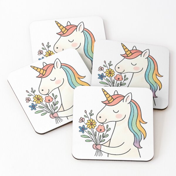 Item preview, Unicorn with bouquet of flowers designed and sold by uunaa.