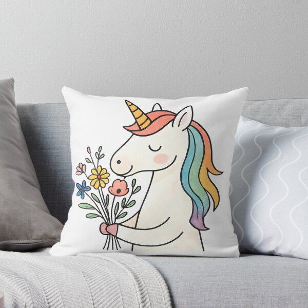 Item preview, Unicorn with bouquet of flowers designed and sold by uunaa.