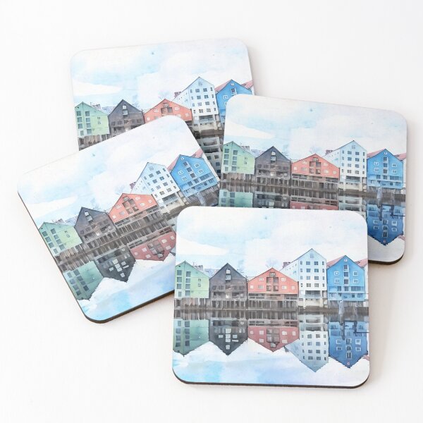 Item preview, Bakklandet, a neighborhood in the city of Trondheim and its typical houses designed and sold by Kaunaz.