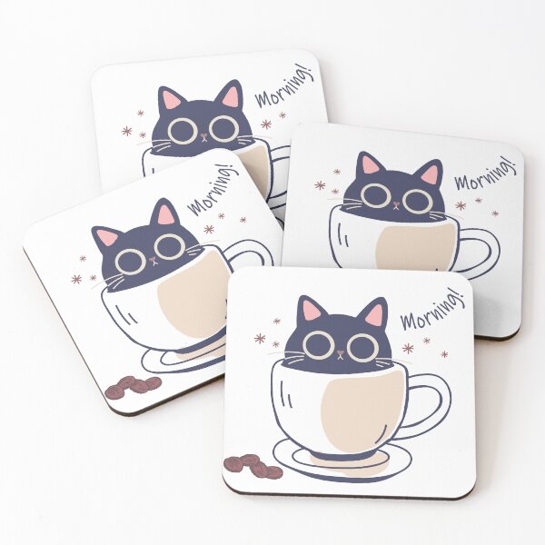 Item preview, Cute Cat in Coffee Cup Morning Clipart designed and sold by moodboardhaven.