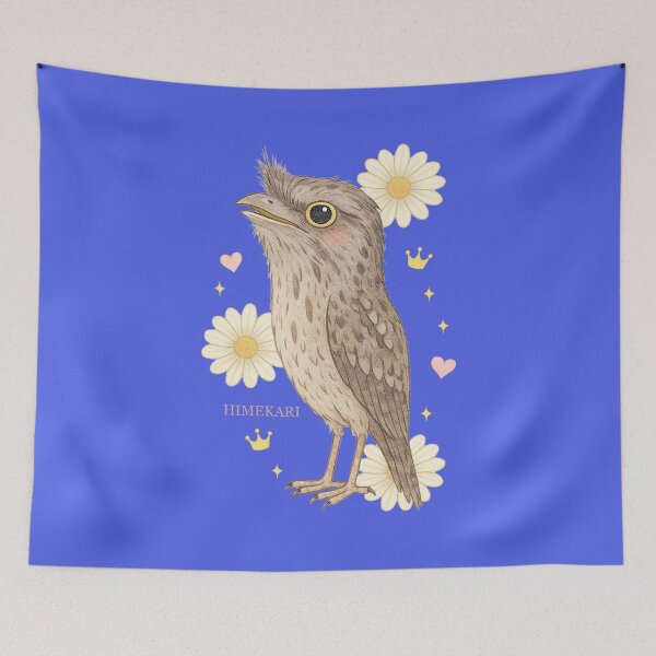 Item preview, Tawny Frogmouth with Flowers - Solid Navy designed and sold by HIMEKARI.