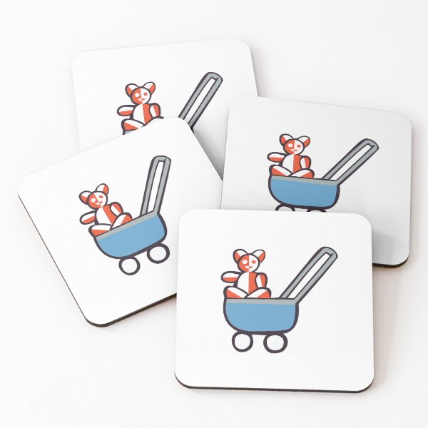 Item preview, Red toy bear in a blue stroller illustration designed and sold by a.dadash.
