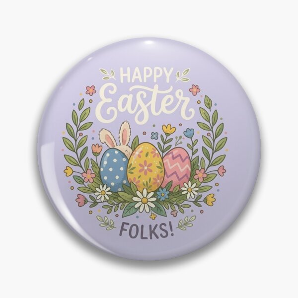Item preview, Happy Easter Folks! Floral Wreath with Bunny and Patterned Eggs designed and sold by Owcomm.