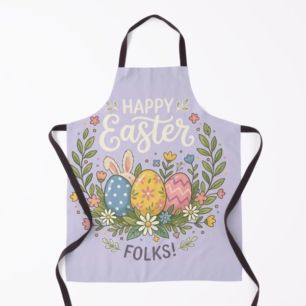 Item preview, Happy Easter Folks! Floral Wreath with Bunny and Patterned Eggs designed and sold by Owcomm.