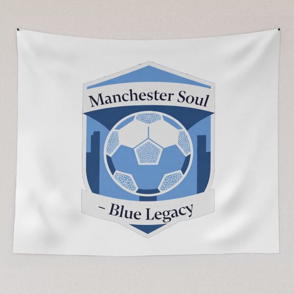 Item preview, Manchester Iconic Soccer City Emblem T-Shirt, Sky Blue Heart Northern Pride Mug, Luxury Terrace Apparel designed and sold by YMLux.