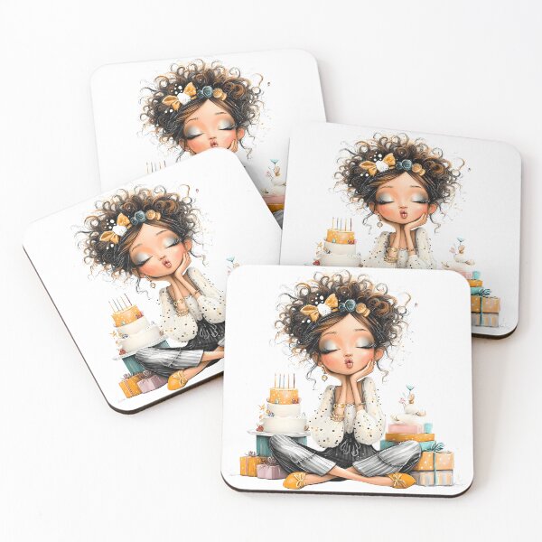 Item preview, Cute Birthday Fairy Girl with Cake in Flower Garden designed and sold by YALLABUY.