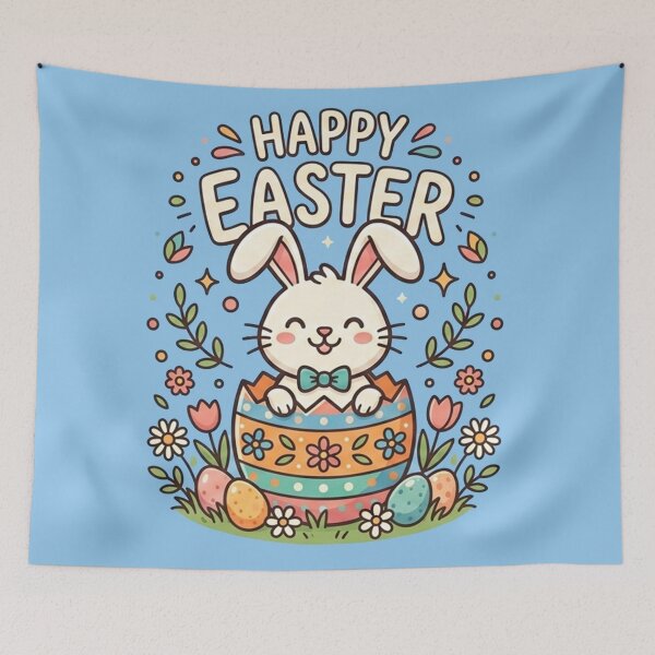 Item preview, Happy Easter Cute Bunny in Floral Egg designed and sold by Owcomm.