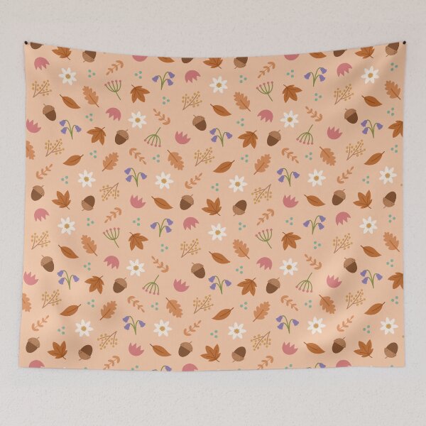 Item preview, Folk floral pattern, autumn, orange background designed and sold by Allihorn.