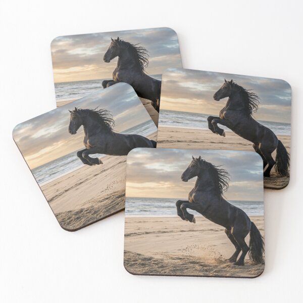 Item preview, Friesian horse rearing up on the sand. designed and sold by Malisa345.