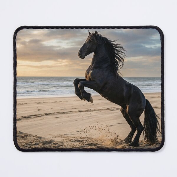 Item preview, Friesian horse rearing up on the sand. designed and sold by Malisa345.