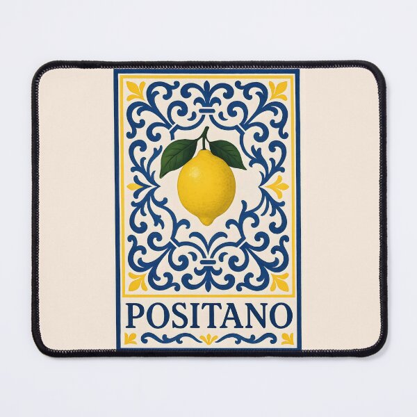Item preview, Positano Lemon – Blue Yellow White Mediterranean Tile Design designed and sold by EmeraldeaArt.