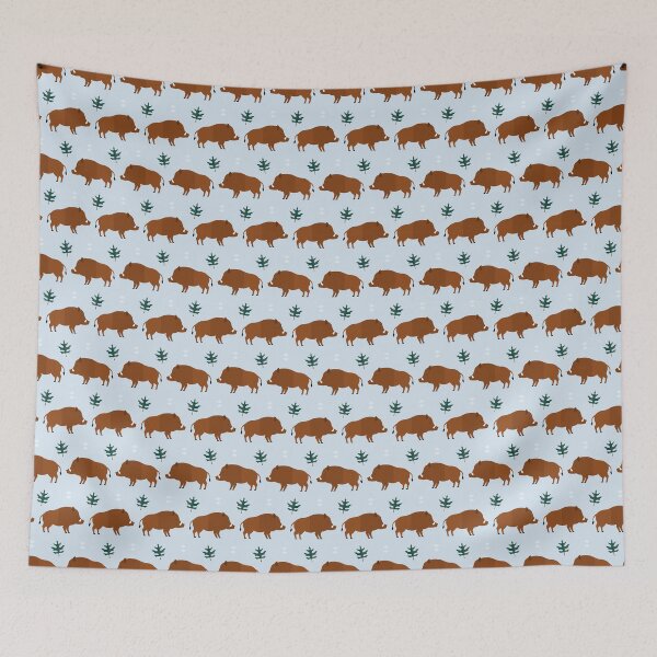 Item preview, Wild boars on blue designed and sold by reneesillus.