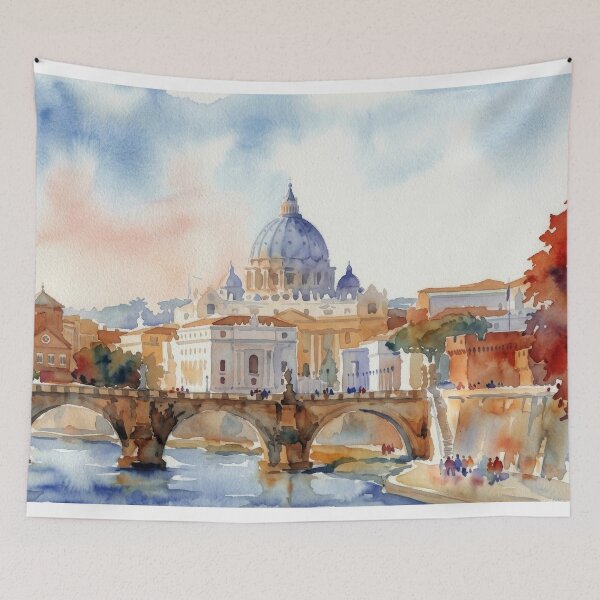 Item preview, Rome St Angelo Bridge Watercolor designed and sold by caracatita75.