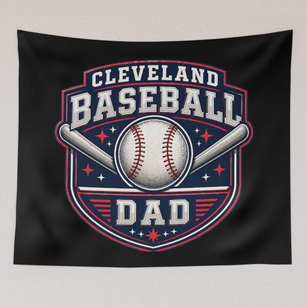 Item preview, Cleveland Baseball Dad Shirt | Red Blue Baseball Badge Tee | Vintage Game Day Dad Gift designed and sold by TKOprintdesigns.
