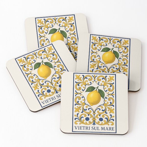 Item preview, Vietri Sul Mare Lemon – Blue Yellow White Mediterranean Tile Design designed and sold by EmeraldeaArt.