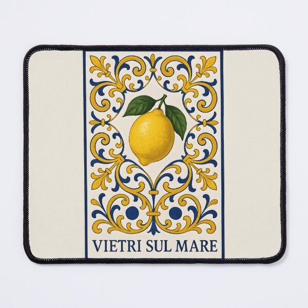 Item preview, Vietri Sul Mare Lemon – Blue Yellow White Mediterranean Tile Design designed and sold by EmeraldeaArt.