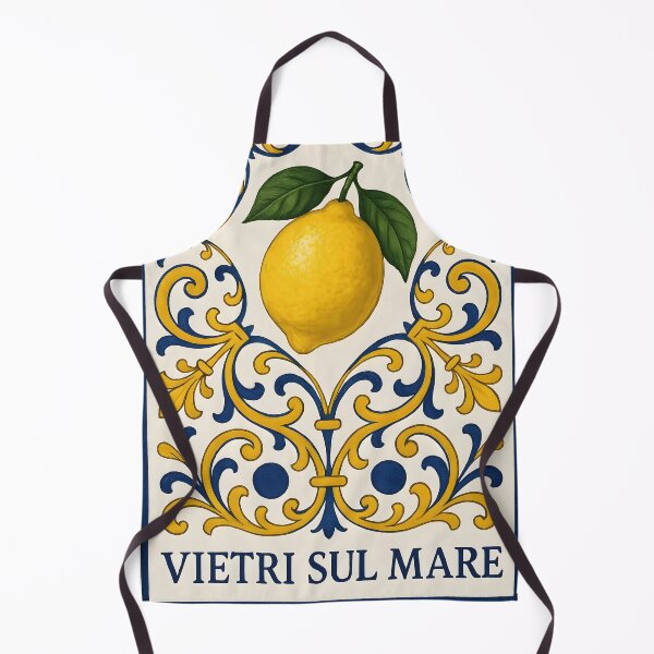 Item preview, Vietri Sul Mare Lemon – Blue Yellow White Mediterranean Tile Design designed and sold by EmeraldeaArt.
